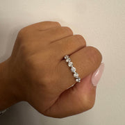 Demi-alliance 9 diamants naturels ronds 1.60 carat or blanc Martina